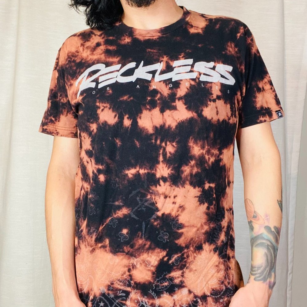 Custom bleach dye black Y&R grunge graffiti tee